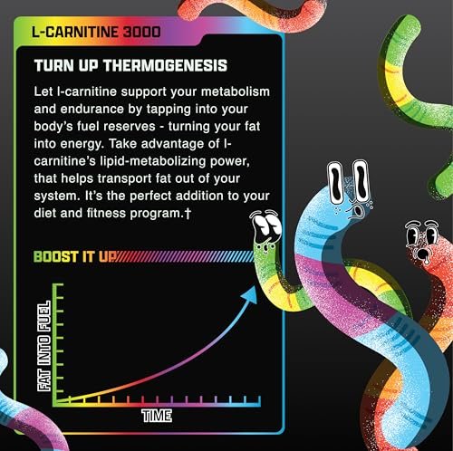 Nutrex Research L-Carnitin 3000 – Klinisch dosiertes flüssiges L-Carnitin für Energie, Stoffwechsel und Muskelregeneration – Leckerer Sour Gummy Worms Geschmack – Ohne Zucker, Kohlenhydrate und Stimulanzien – 31 Portionen