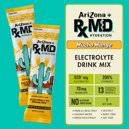 Arizona Rx MD Hydration Mucho Mango - Getränkepulver - 920 mg Elektrolyte - 0,45 g Portionsbeutel (6er Pack)