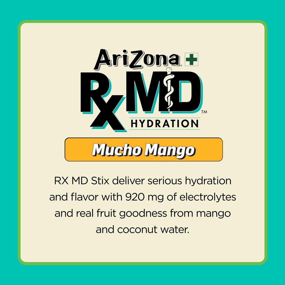 Arizona Rx MD Hydration Mucho Mango - Getränkepulver - 920 mg Elektrolyte - 0,45 g Portionsbeutel (6er Pack)