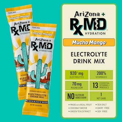 Arizona Rx MD Hydration Mucho Mango - Getränkepulver - 920 mg Elektrolyte - 0,45 g Portionsbeutel (6er Pack)