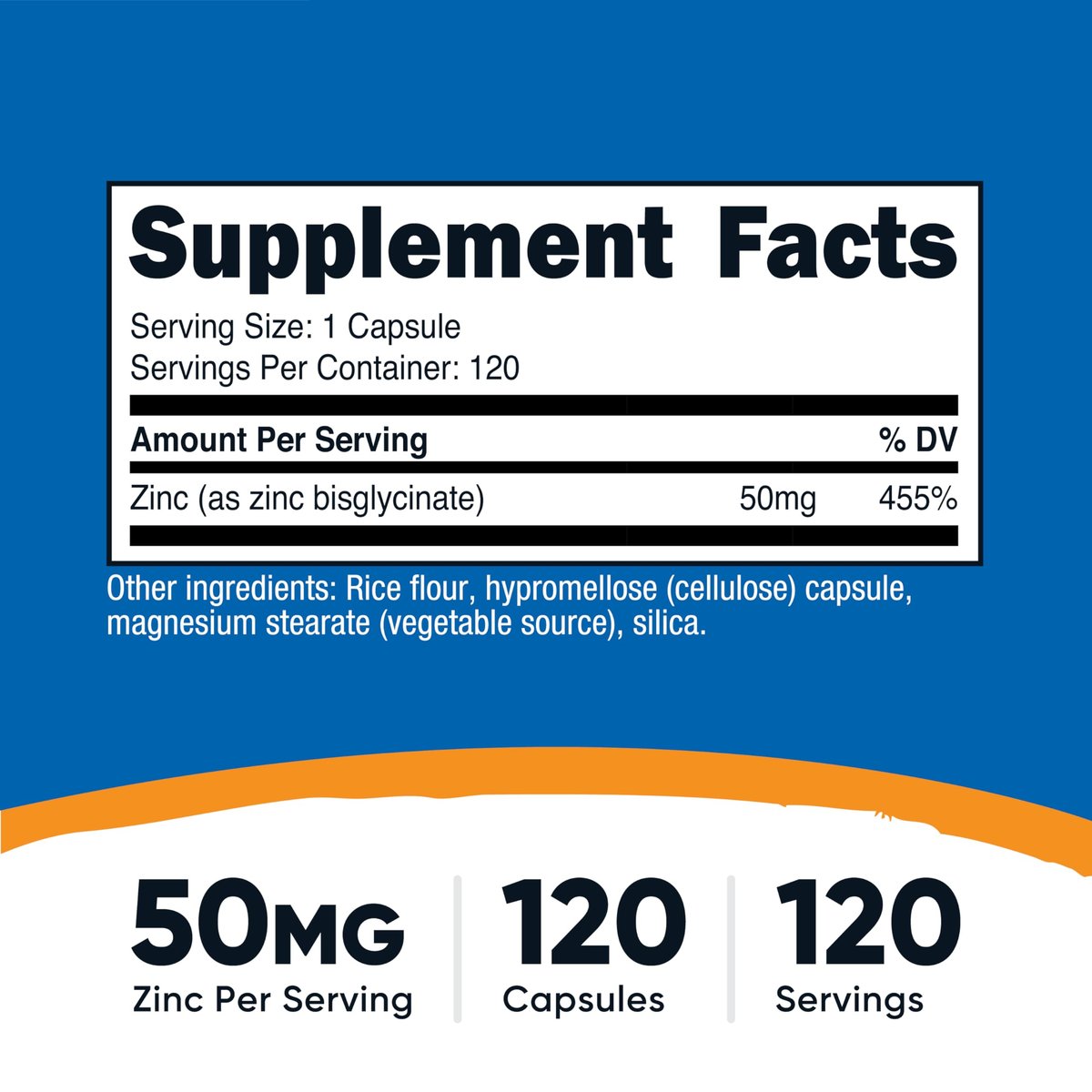 Nutricost Zink Bisglycinat (50 mg) – 120 vegane Kapseln, GVO-frei, glutenfrei