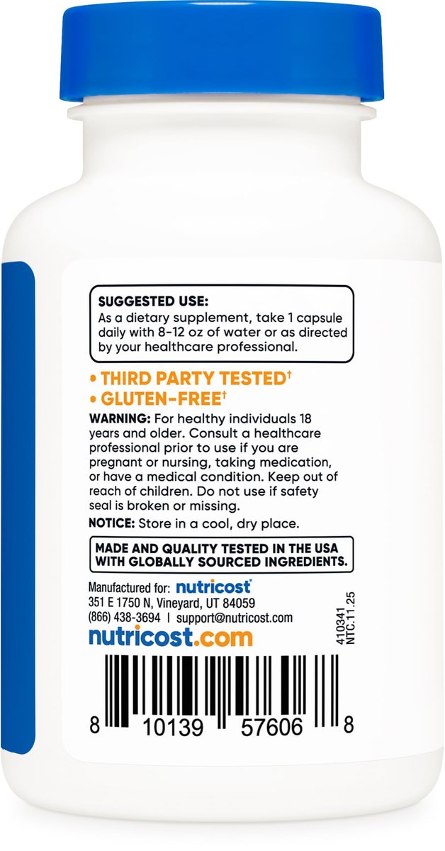 Nutricost Zink Bisglycinat (50 mg) – 120 vegane Kapseln, GVO-frei, glutenfrei