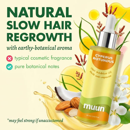 Muun Cyperus Rotundus Öl – Reduziert unerwünschten Haarwuchs, verlangsamt das Nachwachsen – After-Shave-Öl für Gesicht, Bikini, Achseln, Körper – Feuchtigkeitsspendender & nährender Haarwuchshemmer, 100% natürlich