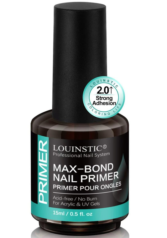 LOUINSTIC Säurefreier Nail Primer 15 ml – Hema-freier Nagelvorbereiter für UV-Gel, Builder Gel, Gelpolitur & Acrylnägel – kein Brennen & kein Abheben – schnell trocknend, geruchsarm, reizarm – für Salon & Zuhause