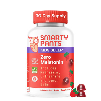 SmartyPants Kids Sleep Gummies ohne Melatonin – L-Theanin, Zitronenmelisse & Magnesium – Erdbeergeschmack – 60 Stück