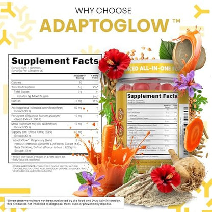 Clean Nutra Maca Root Gummies mit Ashwagandha, Fenugreek, Slippery Elm, Safran, Hibiskus, Beta-Carotin & Vitamin A für Frauen – 60 vegane Gummibärchen, Adaptogen, Non-GMO
