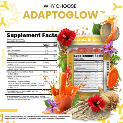 Clean Nutra Maca Root Gummies mit Ashwagandha, Fenugreek, Slippery Elm, Safran, Hibiskus, Beta-Carotin & Vitamin A für Frauen – 60 vegane Gummibärchen, Adaptogen, Non-GMO