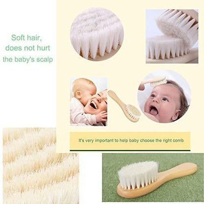 Molylove Baby Haarbürste und Purple Cradle Cap Bürsten Set für Neugeborene und Kleinkinder, Holz Baby Haarbürsten Set mit weichen Ziegenhaarborsten, Baby Haarpflegeset 2 Stück