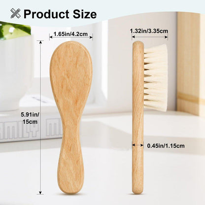 Molylove Baby Haarbürste und Purple Cradle Cap Bürsten Set für Neugeborene und Kleinkinder, Holz Baby Haarbürsten Set mit weichen Ziegenhaarborsten, Baby Haarpflegeset 2 Stück