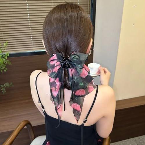 Große Schleifen-Haarklammer Schwarz-Rose – Pferdeschwanz-Clip French Hair Claw für Frauen, dickes & dünnes Haar, täglicher Hochzeitsschmuck, Styling-Accessoire