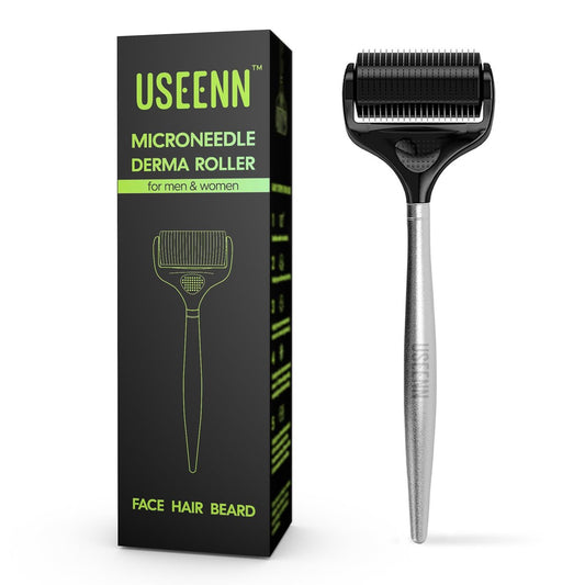 USEENN Ultra Wide Titanium Derma Roller für Gesicht, Haare, Bart, Kopfhaut, Körper – 1200 Mikronadeln, 0,25 mm – Microneedling-Roller für Frauen und Männer