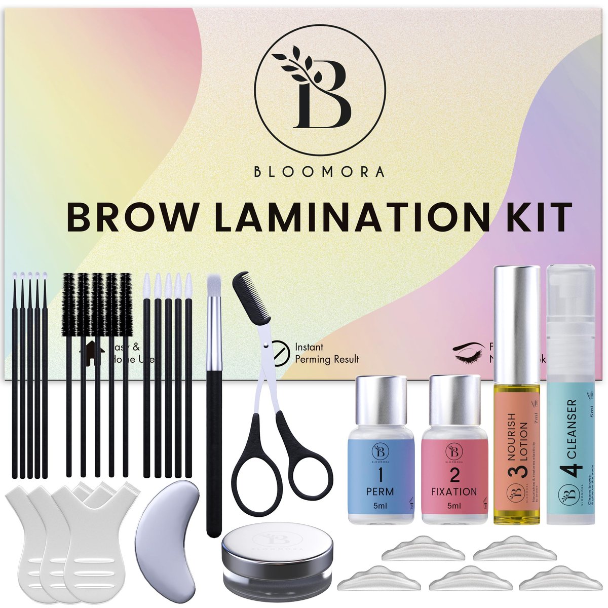 BLOOMORA Eyebrow Lamination Kit – Professionelles Brow Lifting Set für zu Hause, 15 Anwendungen, hält 6-8 Wochen, inkl. Anleitung