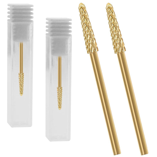 2er-Pack 3/32" Cuticle-Bohrer Nagelhautbohrer Gelentferner-Fräser, Feinkegel mittlere Körnung Hartmetall Professionelles Maniküre-Werkzeug für elektrische Nagelbohrer, konisches Zubehör für den Heimgebrauch und Nagelstudios