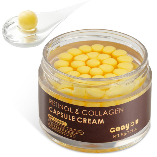 Deep Retinol Collagen Capsule Cream – Anti-Aging Gesichtscreme mit Retinol, Kollagen & Hyaluronsäure für Tag & Nacht, festigend, faltenreduzierend, 1,76 Unzen