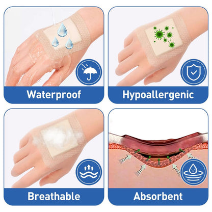 AZEN 12er-Pack Silikon-Schaumstoff-Wundauflage, 3,2" x 4" – Wasserdichte Silikonpflaster mit Kleberand, große selbstklebende Wundversorgung