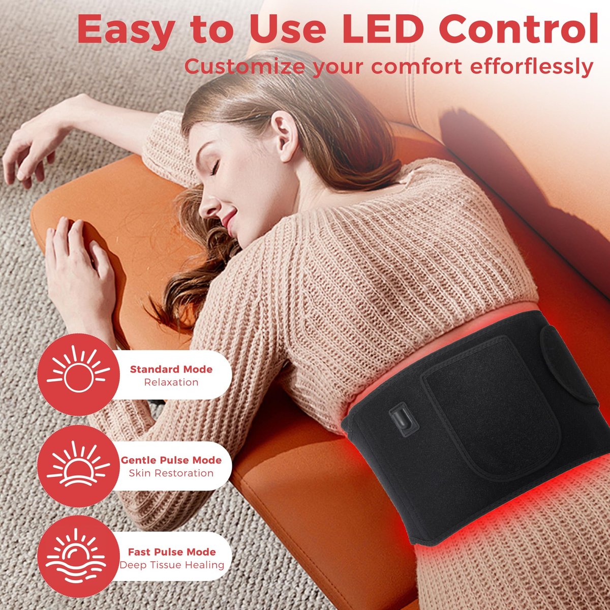 Upgrade Rote Lichttherapie für den Körper - Infrarot-Rotlichtgürtel 660nm & 850nm Infra-LEDs für Rücken, Knie, Hände, Taille, Entspannung - Weihnachtsgeschenk für Frauen, Männer, Mutter, Vater