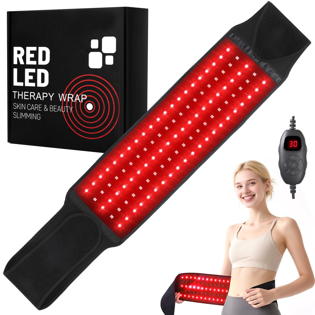 Upgrade Rote Lichttherapie für den Körper - Infrarot-Rotlichtgürtel 660nm & 850nm Infra-LEDs für Rücken, Knie, Hände, Taille, Entspannung - Weihnachtsgeschenk für Frauen, Männer, Mutter, Vater