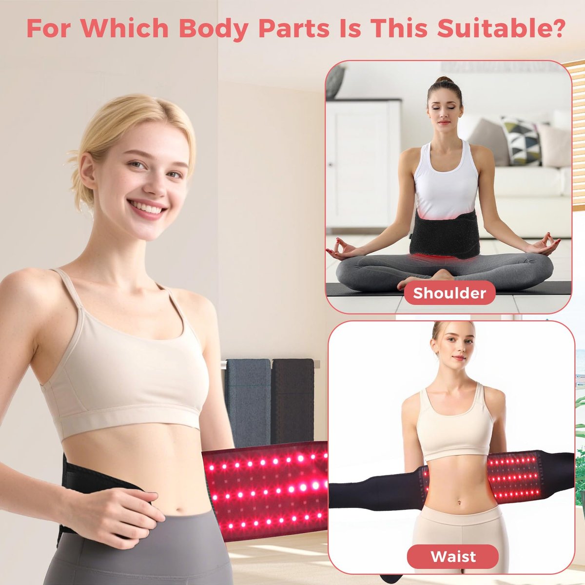 Upgrade Rote Lichttherapie für den Körper - Infrarot-Rotlichtgürtel 660nm & 850nm Infra-LEDs für Rücken, Knie, Hände, Taille, Entspannung - Weihnachtsgeschenk für Frauen, Männer, Mutter, Vater