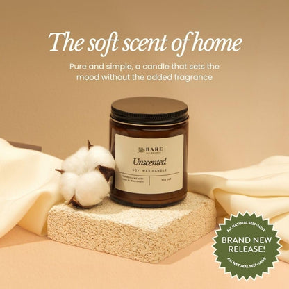 Bare Botanics Ungiftete 9oz Sojawachs-Kerze ohne Duft – 100% pflanzliche Duftöle – Handgegossen in WI – 40+ Stunden Brenndauer