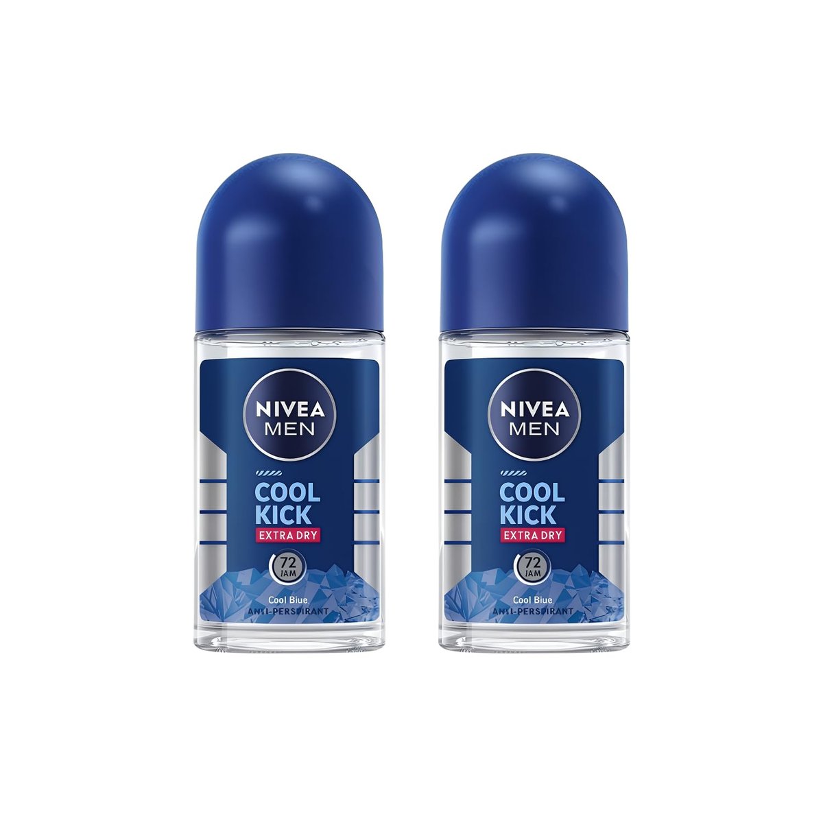 NIVEA Men Cool Kick Roll-On Deodorant 50ml – Erfrischende Kühlformel mit maskulinem Duft, Hautkomfort, Schnelltrocknend, Lang anhaltende Frische, 2er-Pack