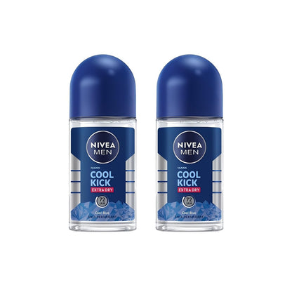 NIVEA Men Cool Kick Roll-On Deodorant 50ml – Erfrischende Kühlformel mit maskulinem Duft, Hautkomfort, Schnelltrocknend, Lang anhaltende Frische, 2er-Pack