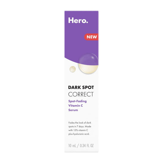 Hero Cosmetics Dark Spot Correct Serum – 15% Vitamin C + Hyaluronsäure, 10 ml – Dunkle Flecken nach Pickeln sichtbar reduzieren in 7 Tagen – Präzise Applikation mit Rollerball
