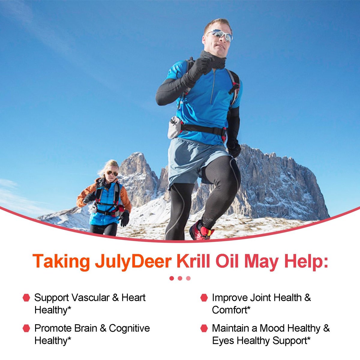 JulyDeer Krillöl 1000 mg mit Omega-3 EPA, DHA, Astaxanthin und Phospholipiden – 120 Softgel-Kapseln – Antarktisches Krillöl ohne fischigen Nachgeschmack – für Gelenke, Herz, Gehirn und Immunsystem