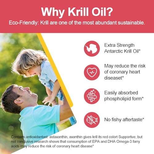 JulyDeer Krillöl 1000 mg mit Omega-3 EPA, DHA, Astaxanthin und Phospholipiden – 120 Softgel-Kapseln – Antarktisches Krillöl ohne fischigen Nachgeschmack – für Gelenke, Herz, Gehirn und Immunsystem