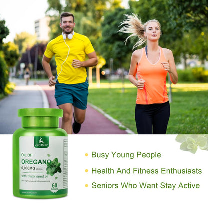 JulyDeer Oregano-Öl mit Schwarzkümmelöl – 2-in-1 Nahrungsergänzung mit hochkonzentriertem Carvacrol & Thymochinon für Antioxidantien & Immununterstützung, Non-GMO, 60 Softgels
