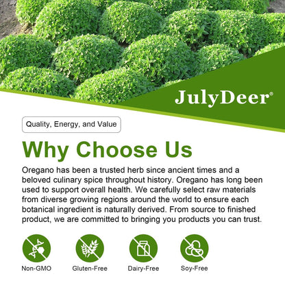 JulyDeer Oregano-Öl mit Schwarzkümmelöl – 2-in-1 Nahrungsergänzung mit hochkonzentriertem Carvacrol & Thymochinon für Antioxidantien & Immununterstützung, Non-GMO, 60 Softgels