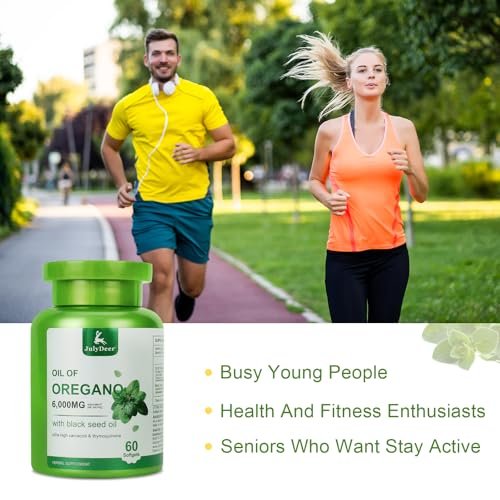 JulyDeer Oregano-Öl mit Schwarzkümmelöl – 2-in-1 Nahrungsergänzung mit hochkonzentriertem Carvacrol & Thymochinon für Antioxidantien & Immununterstützung, Non-GMO, 60 Softgels