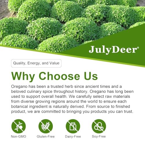 JulyDeer Oregano-Öl mit Schwarzkümmelöl – 2-in-1 Nahrungsergänzung mit hochkonzentriertem Carvacrol & Thymochinon für Antioxidantien & Immununterstützung, Non-GMO, 60 Softgels