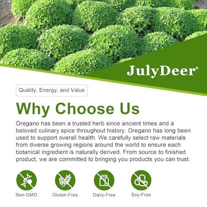 JulyDeer Oregano-Öl mit Schwarzkümmelöl – 2-in-1 Nahrungsergänzung mit hochkonzentriertem Carvacrol & Thymochinon für Antioxidantien & Immununterstützung, Non-GMO, 60 Softgels