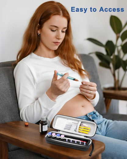 Krypthos Diabetiker-Reiseetui für Insulinpens und Vials – Schwarze Aufbewahrungstasche für tägliche Insulinbedarfe
