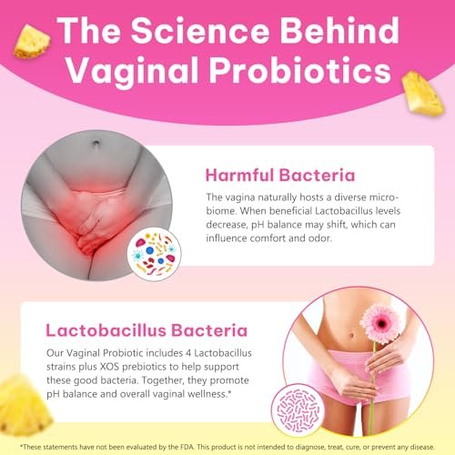 Vaginale Probiotika Gummis für pH-Gleichgewicht, Hydratation & Frische – mit Präbiotika & Lactobacillus, Ananasgeschmack, 60 Stück
