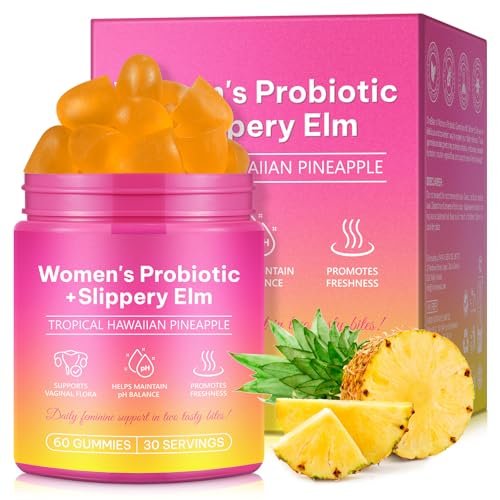 Vaginale Probiotika Gummis für pH-Gleichgewicht, Hydratation & Frische – mit Präbiotika & Lactobacillus, Ananasgeschmack, 60 Stück