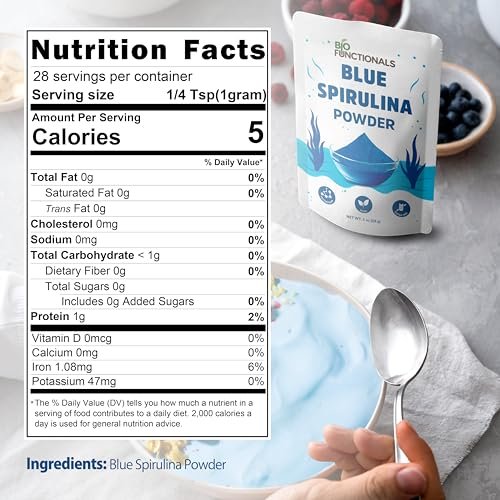 Biofunctionals Blaues Spirulina-Pulver 1 oz – natürliche blaue Lebensmittelfarbe, Phycocyanin-Extrakt, veganes Superfood für Smoothies, Backen und Energieriegel