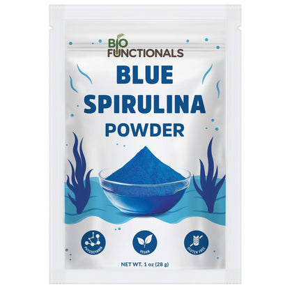Biofunctionals Blaues Spirulina-Pulver 1 oz – natürliche blaue Lebensmittelfarbe, Phycocyanin-Extrakt, veganes Superfood für Smoothies, Backen und Energieriegel