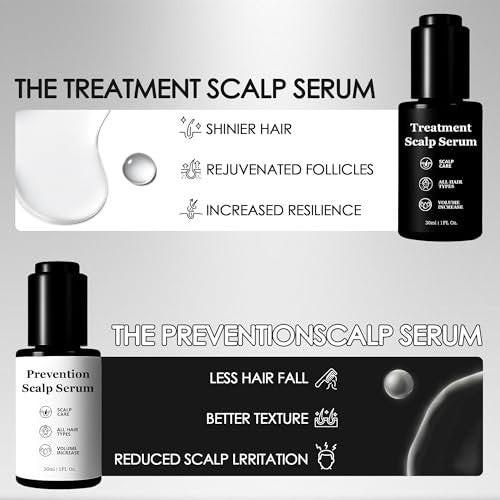 Qiuumey Haar-Serum Bundle – Behandlung gegen Haarausfall mit pflanzlichen Wirkstoffen, Prävention & Behandlung, Kopfhaut-Serum-Set für Männer & Frauen, sulfatfrei, 2 x 30 ml