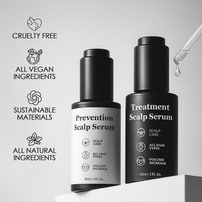 Qiuumey Haar-Serum Bundle – Behandlung gegen Haarausfall mit pflanzlichen Wirkstoffen, Prävention & Behandlung, Kopfhaut-Serum-Set für Männer & Frauen, sulfatfrei, 2 x 30 ml