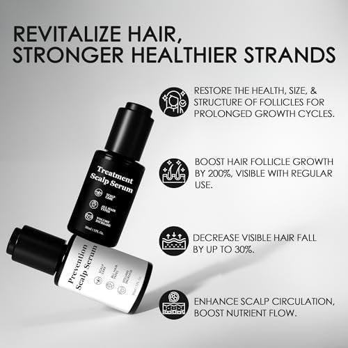 Qiuumey Haar-Serum Bundle – Behandlung gegen Haarausfall mit pflanzlichen Wirkstoffen, Prävention & Behandlung, Kopfhaut-Serum-Set für Männer & Frauen, sulfatfrei, 2 x 30 ml