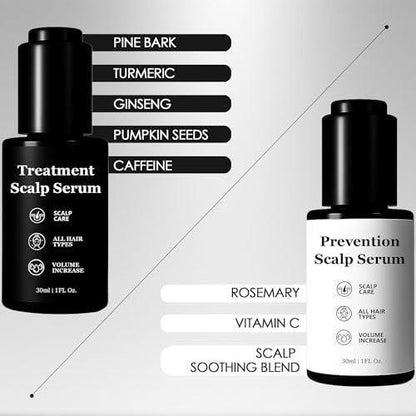 Qiuumey Haar-Serum Bundle – Behandlung gegen Haarausfall mit pflanzlichen Wirkstoffen, Prävention & Behandlung, Kopfhaut-Serum-Set für Männer & Frauen, sulfatfrei, 2 x 30 ml
