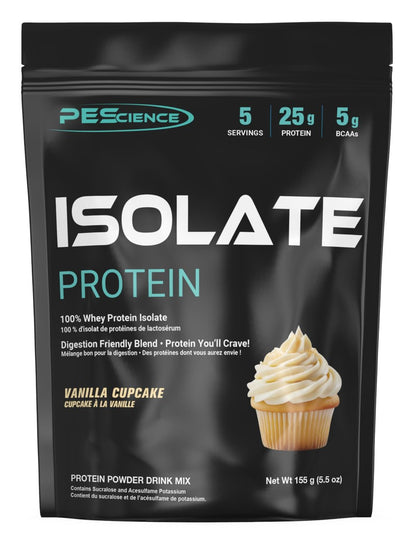 PEScience Isolate Whey Protein Pulver, Vanilla Cupcake, 5 Portionen, 100 % Molkenproteinisolat, Kohlenhydratarm, schnell absorbierender Post-Workout-Shake für Männer und Frauen