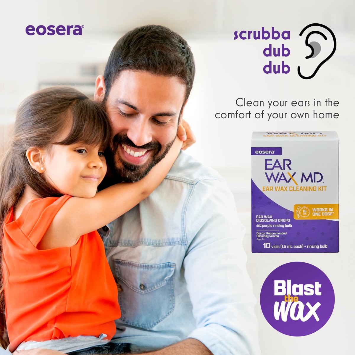eosera Ear Wax MD Reinigungsset – Schnell wirkende Ohrenschmalz-Auflösetropfen & Spritze – Arztempfohlen, klinisch geprüft – Wirkt in 15 Minuten – 10 Einheiten