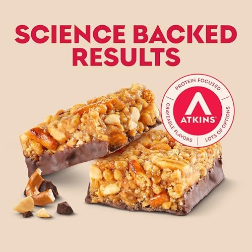 Atkins Schokoladen-Erdnussbutter-Pretzel Proteinriegel, hoher Proteingehalt, ballaststoffreich, 16g Protein, 1g Zucker, 4g Netto-Kohlenhydrate, keto-freundlich, 12er-Pack