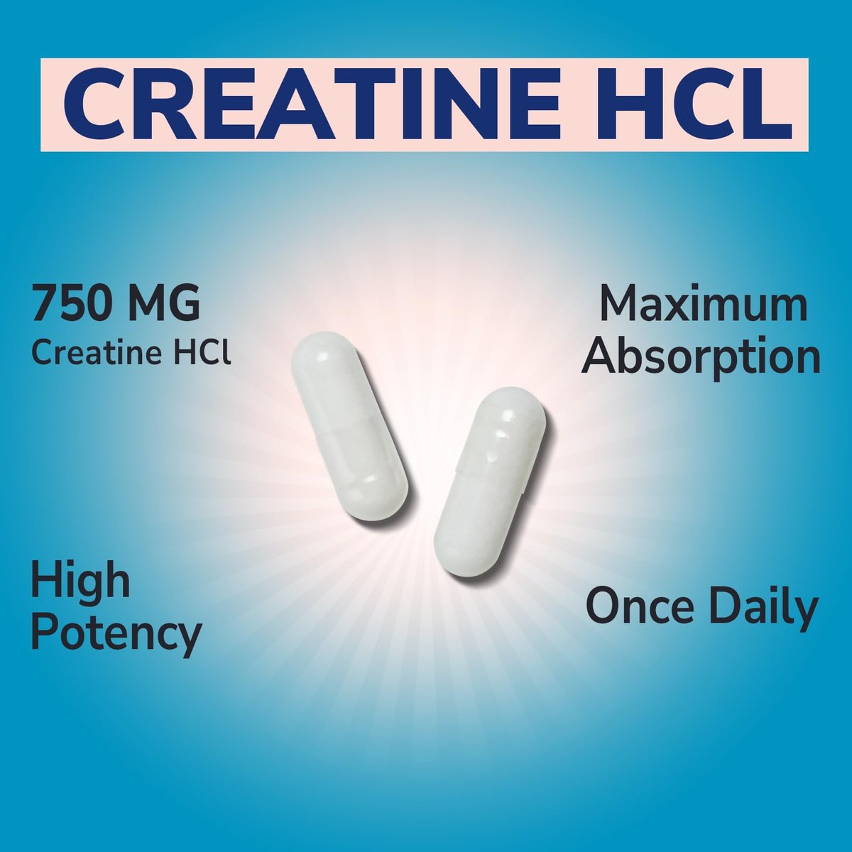 Vitalibre Creatin HCl Kapseln, 750 mg Hochdosiertes Creatin Hydrochlorid, Ausdauer, Kraft, Schnelle Aufnahme, Keine Ladephase, Kein Blähbauch, Alternative zu mikronisiertem Monohydrat, Einmal täglich, 90 Kapseln