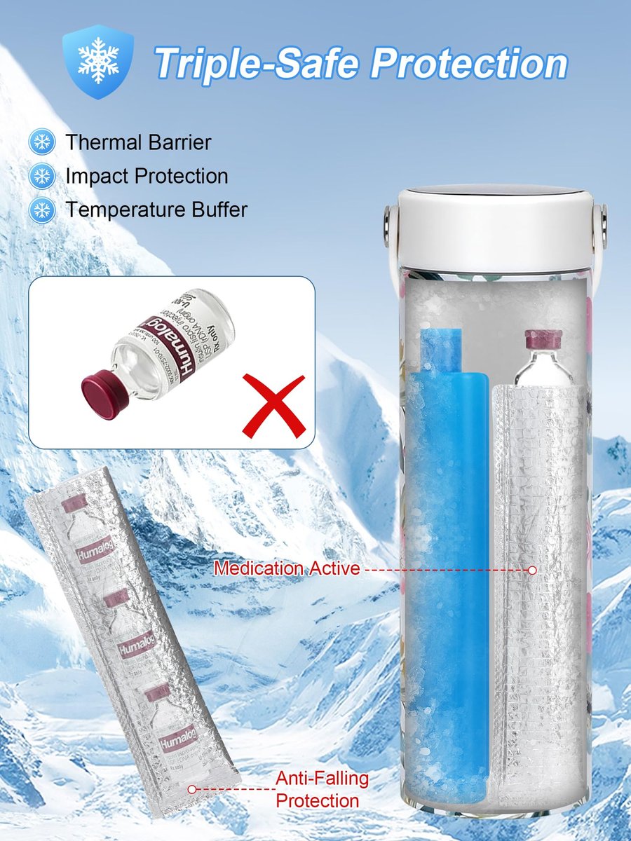YOUSHARES Insulin Vials Schutzbeutel - Aluminiumfolie isolierte Hülle für Diabetiker Pens & Peptidfläschchen, Medikamentenorganizer für Kühlflaschen Reiseetui
