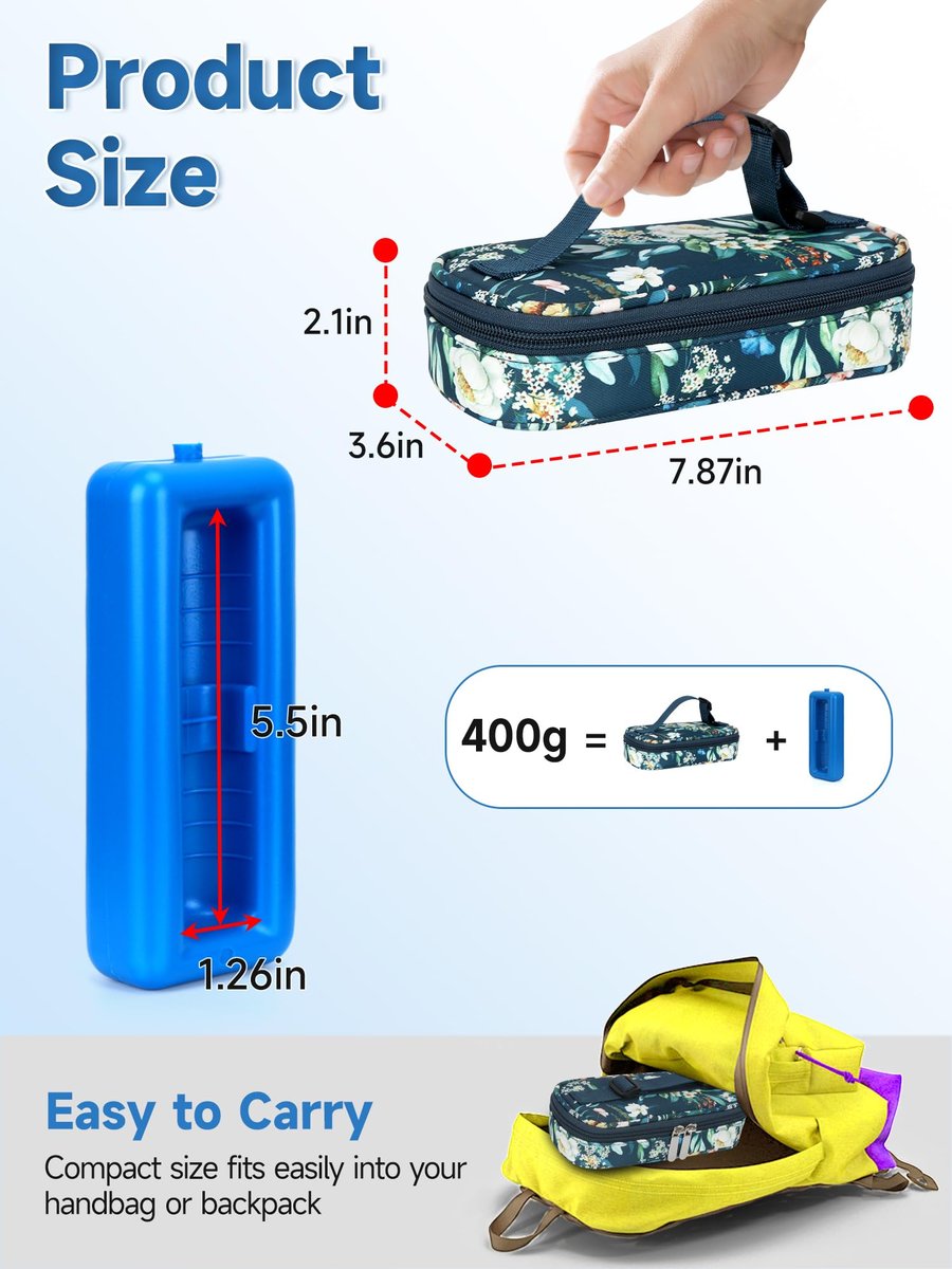 YOUSHARES Peptide-Vials-Kühlbox Reiseetui - TSA-zugelassene Insulin-Vial-Kühltasche mit Schutzeisstein, Kühle Diabetes-Organizer für GLP-1-Medikamente