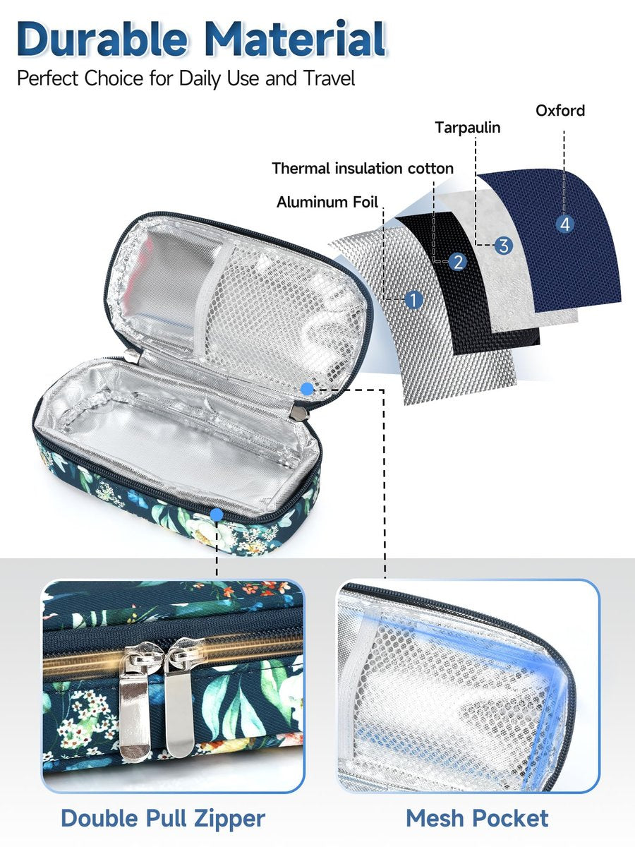 YOUSHARES Peptide-Vials-Kühlbox Reiseetui - TSA-zugelassene Insulin-Vial-Kühltasche mit Schutzeisstein, Kühle Diabetes-Organizer für GLP-1-Medikamente