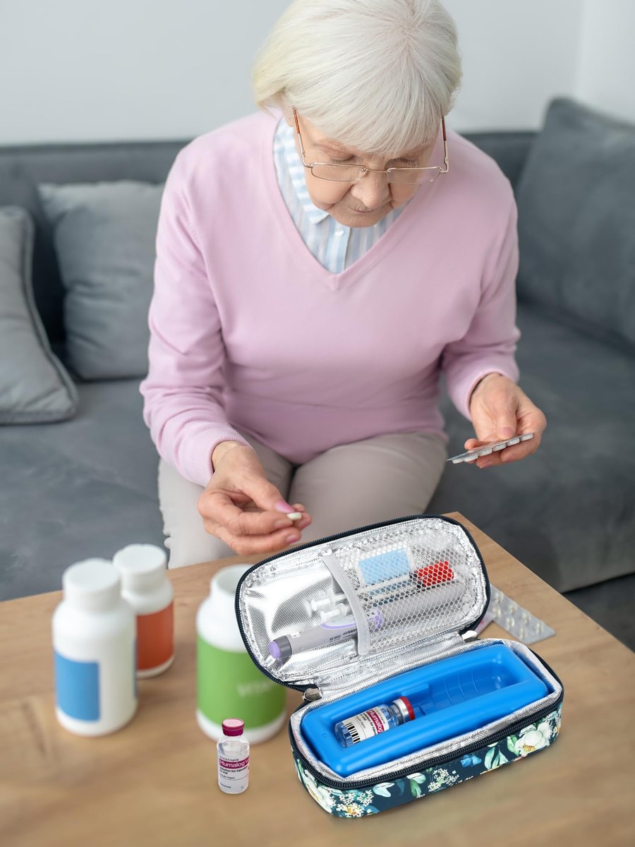 YOUSHARES Peptide-Vials-Kühlbox Reiseetui - TSA-zugelassene Insulin-Vial-Kühltasche mit Schutzeisstein, Kühle Diabetes-Organizer für GLP-1-Medikamente